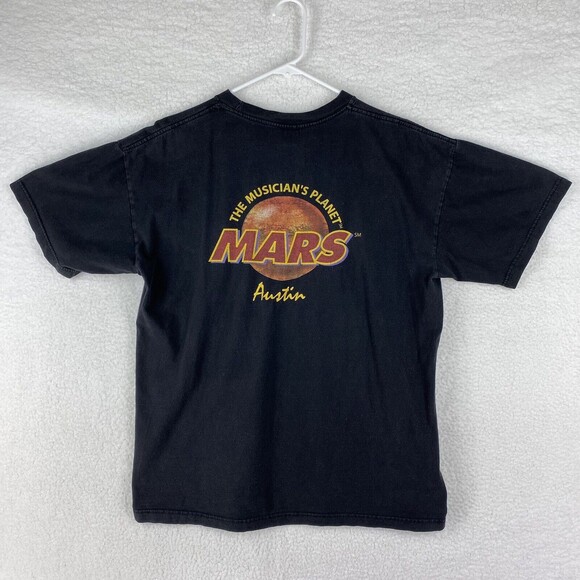 Vintage Mars Musicians Planet Shirt Mens Size L Black Music Store‎ Tee 90s Faded - Picture 9 of 15